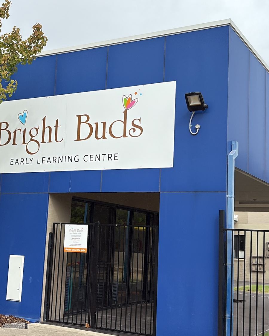 The blue entrance to Bright Buds Early Learning Centre